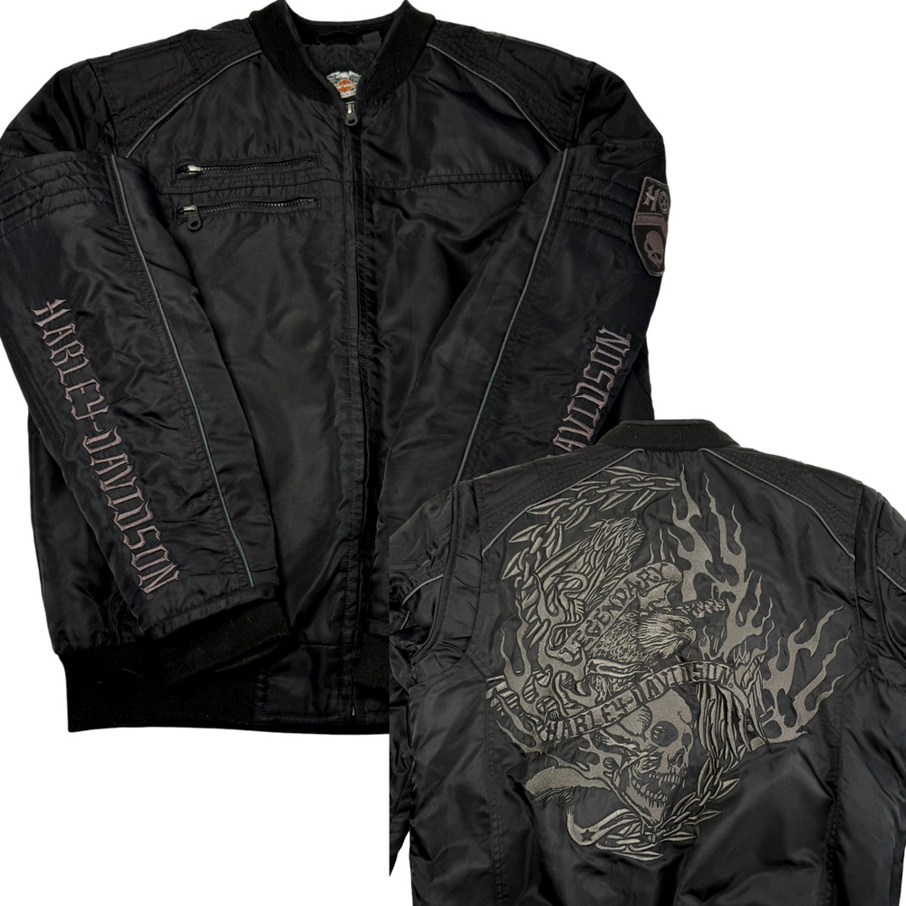 Harley-Davidson Black Bomber Jacket with Graphic Back